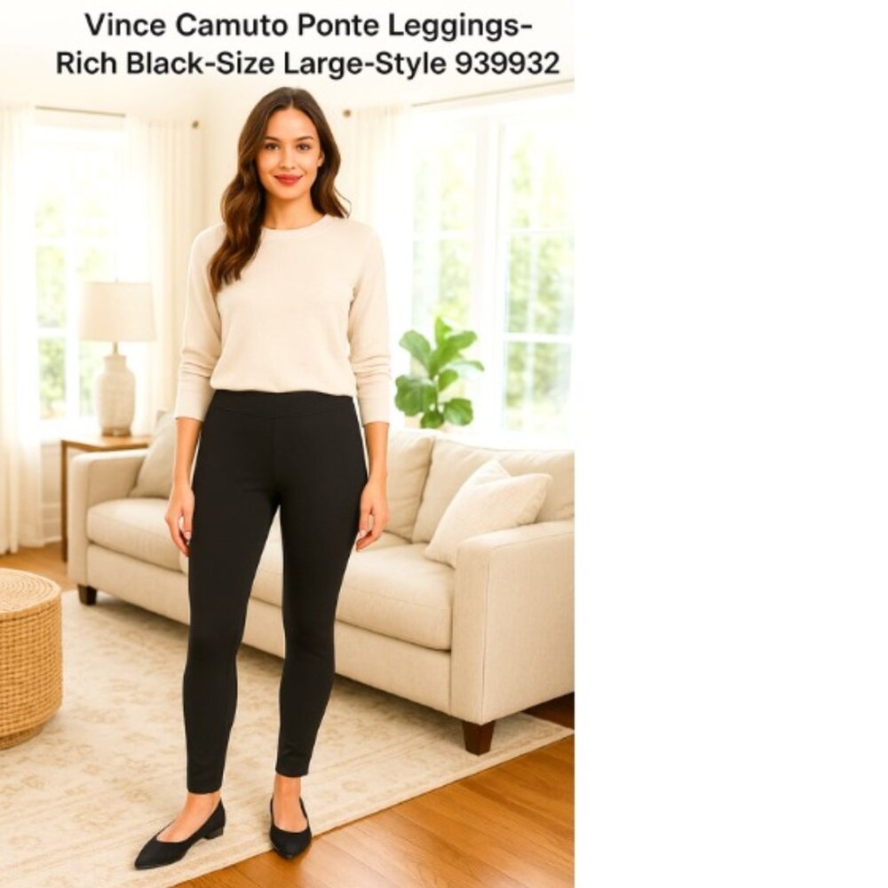 New Vince Camuto Ponte Leggings Black L | Sleek, Sculpting, Everyday Essential